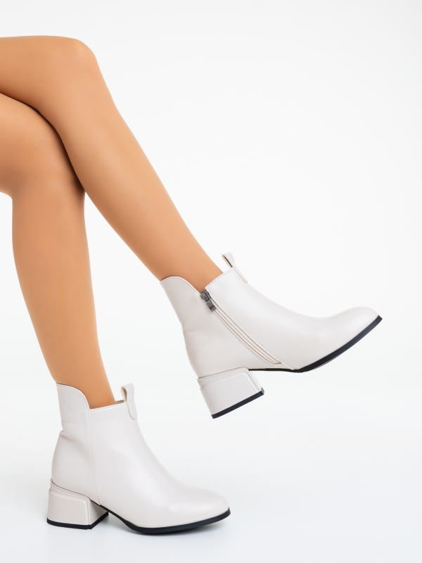 Botine dama cu toc bej din piele ecologica Ziana, 4 - Kalapod.net