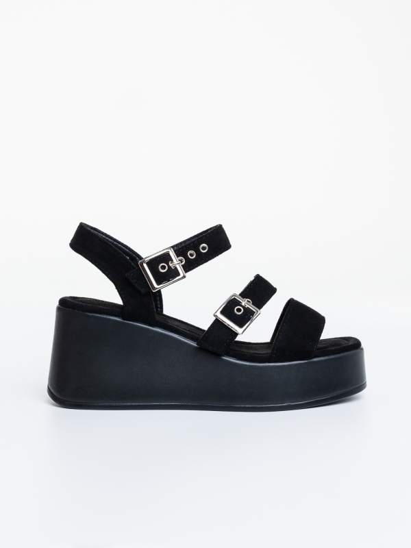 Sandale dama cu platforma negre din material textil Hozana, 5 - Kalapod.net