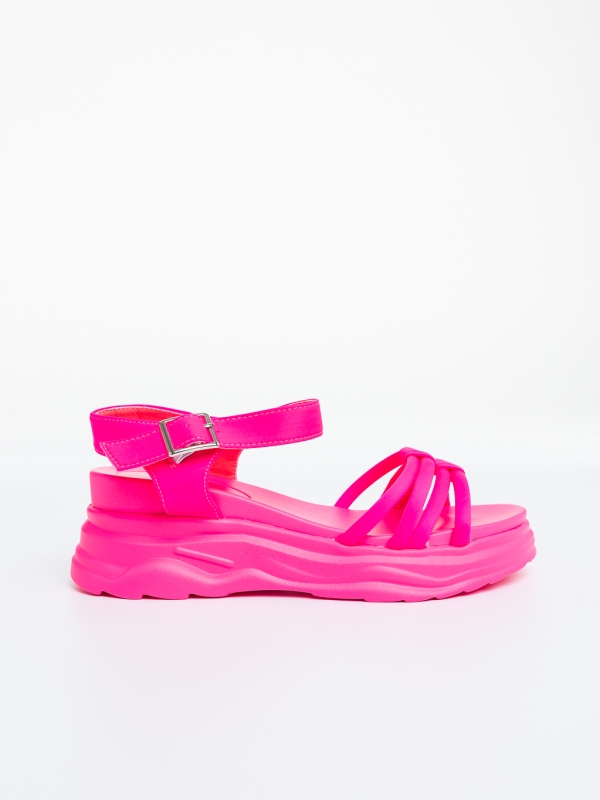 Sandale dama cu platforma fucsia din material textil Purana, 5 - Kalapod.net
