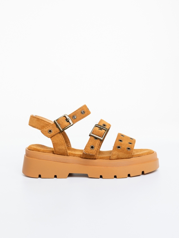 Sandale dama cu platforma camel din material textil Dasalia, 5 - Kalapod.net