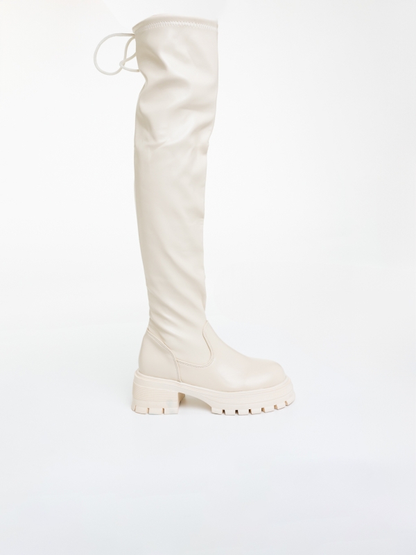 Cizme dama bej din piele ecologica Vrinda, 5 - Kalapod.net