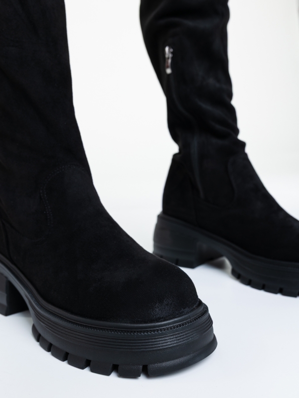 Cizme dama negre din material textil Vrinda, 6 - Kalapod.net