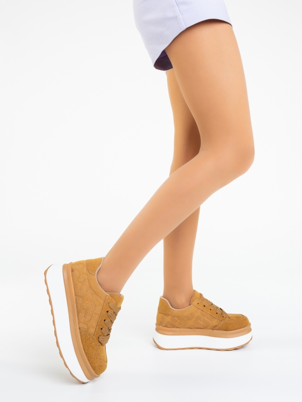 Pantofi sport dama camel din material textil Erana, 2 - Kalapod.net