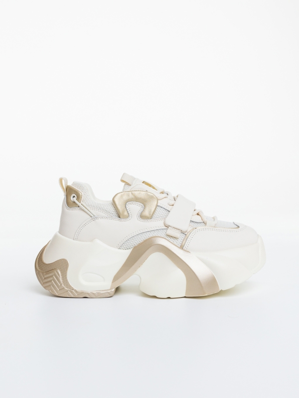 Pantofi sport dama bej din piele ecologica si material textil Sabura, 5 - Kalapod.net