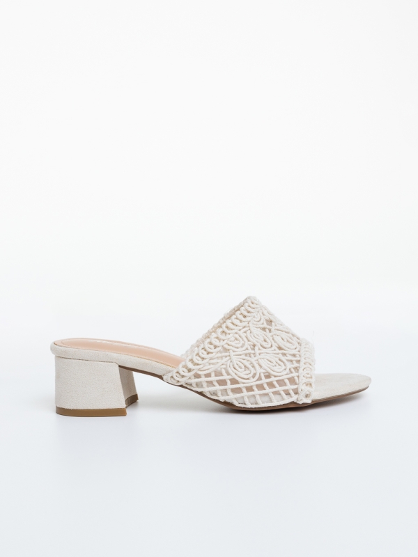 Papuci dama cu toc bej din material textil Soulana, 5 - Kalapod.net