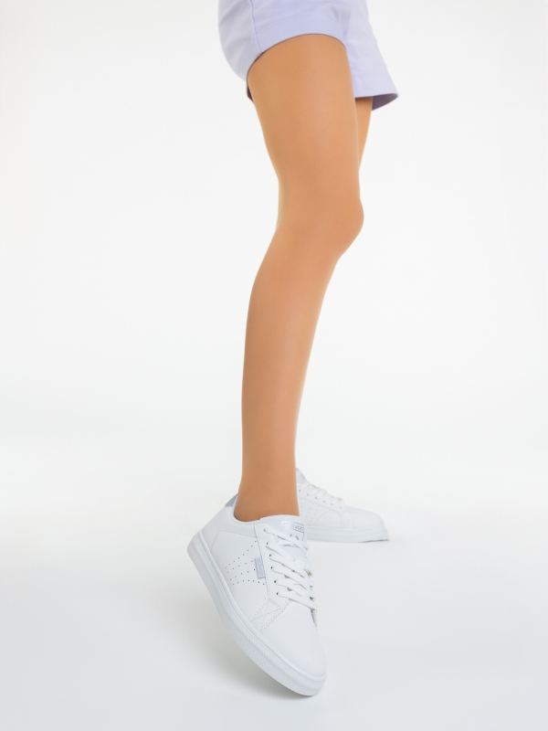 Pantofi sport dama albi cu gri din piele ecologica Leilani, 2 - Kalapod.net