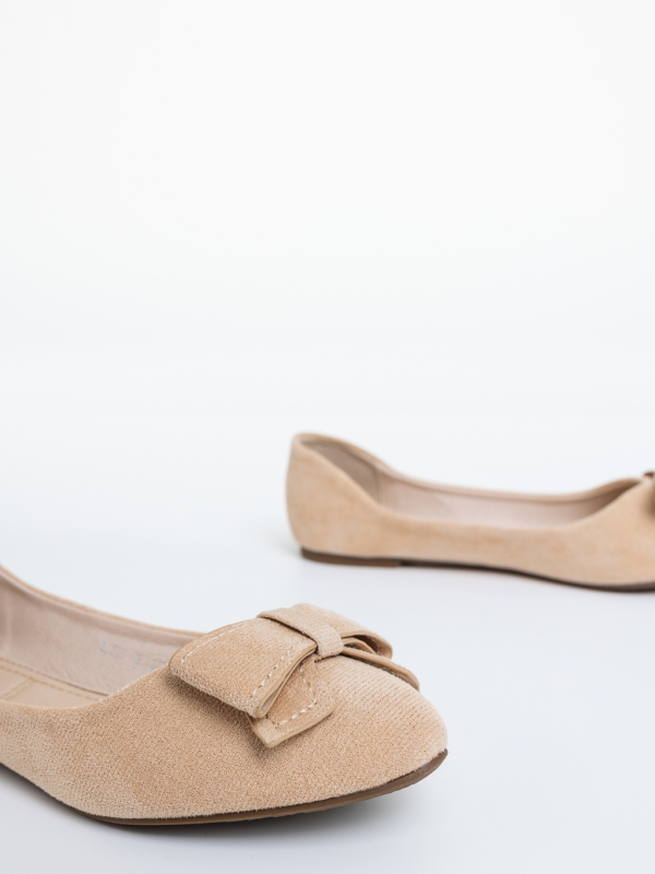 Balerini dama bej din material textil Navya, 6 - Kalapod.net