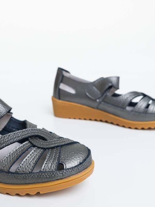 Pantofi casual dama gri  din piele ecologica Eniva, 6 - Kalapod.net