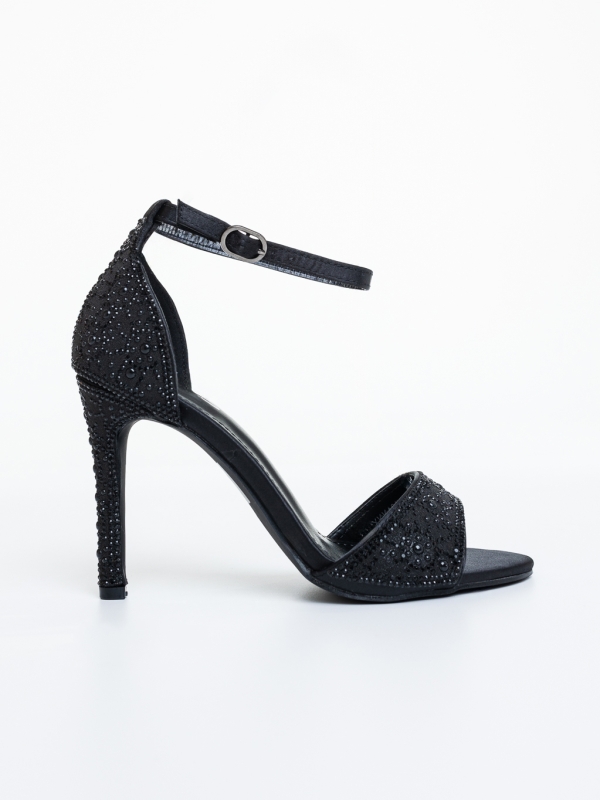 Sandale dama cu toc negre din material textil Mischa, 5 - Kalapod.net