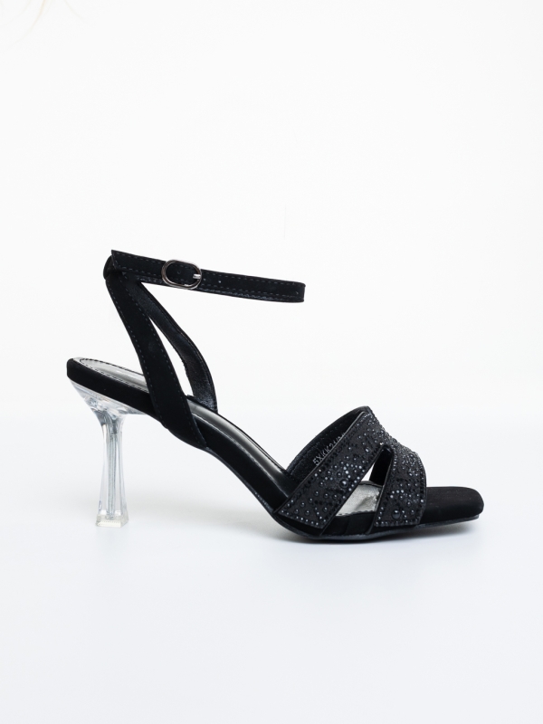 Sandale dama cu toc negre din material textil Kaya, 5 - Kalapod.net