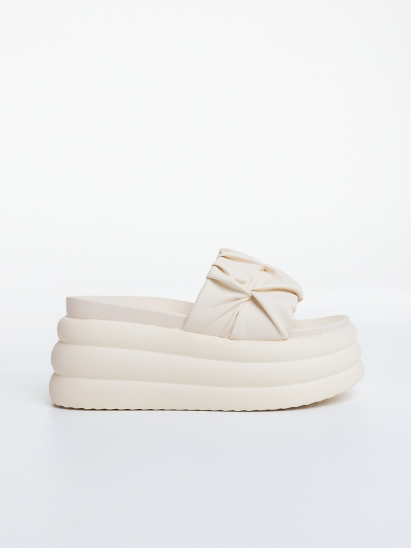 Papuci dama cu platforma bej din piele ecologica Naina, 5 - Kalapod.net