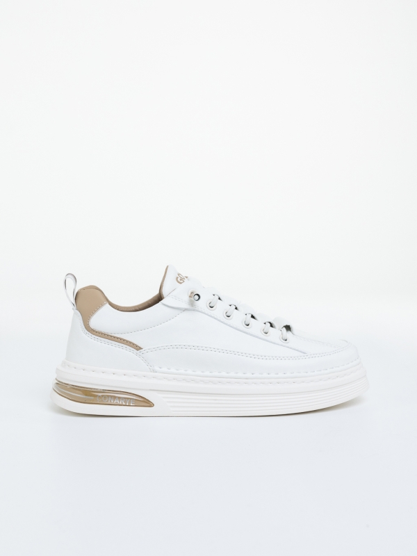 Mocasini barbati albi cu bej din piele ecologica Kovan - Kalapod.net