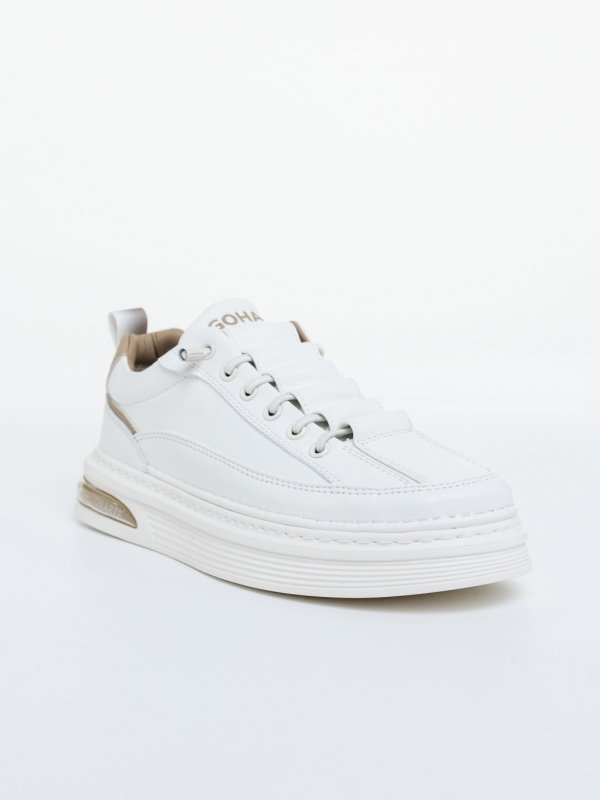 Mocasini barbati albi cu bej din piele ecologica Kovan, 2 - Kalapod.net