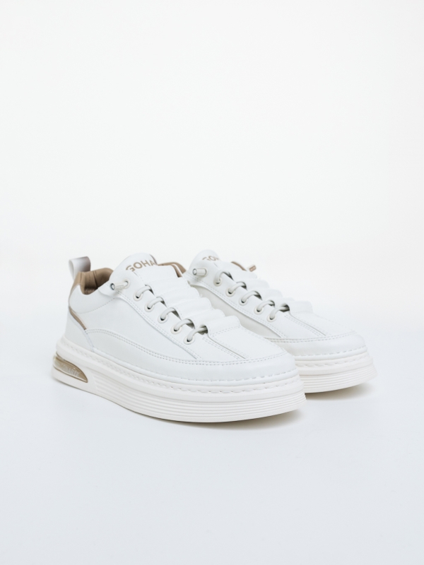 Mocasini barbati albi cu bej din piele ecologica Kovan, 3 - Kalapod.net