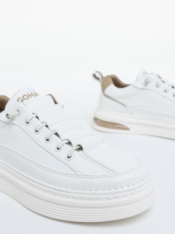 Mocasini barbati albi cu bej din piele ecologica Kovan, 4 - Kalapod.net