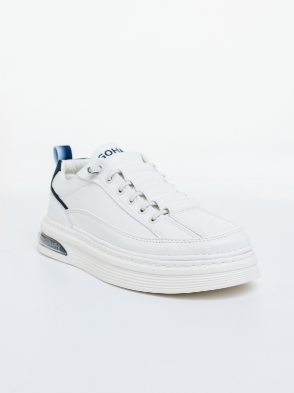 Mocasini barbati albi cu albastru din piele ecologica Kovan, 2 - Kalapod.net