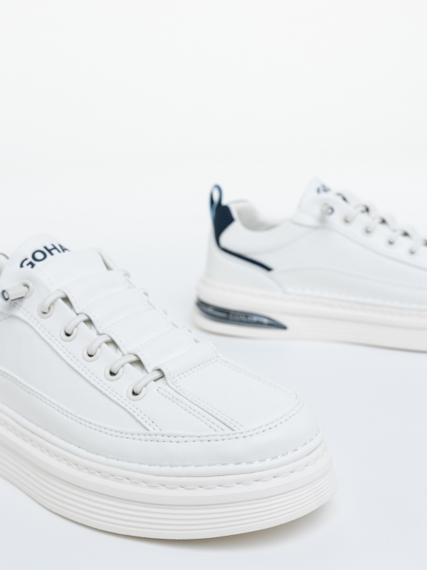 Mocasini barbati albi cu albastru din piele ecologica Kovan, 4 - Kalapod.net