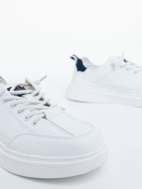 Pantofi sport barbati albi cu albastru din piele ecologica Adler, 4 - Kalapod.net