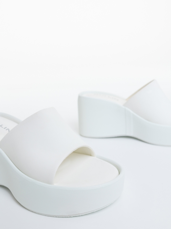 Papuci dama cu platforma albi din piele ecologica Myrtle, 6 - Kalapod.net