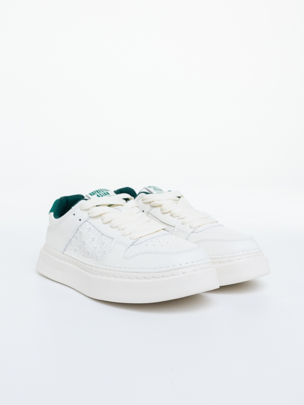 Pantofi sport barbati bej cu verde din piele ecologica Kreed, 3 - Kalapod.net