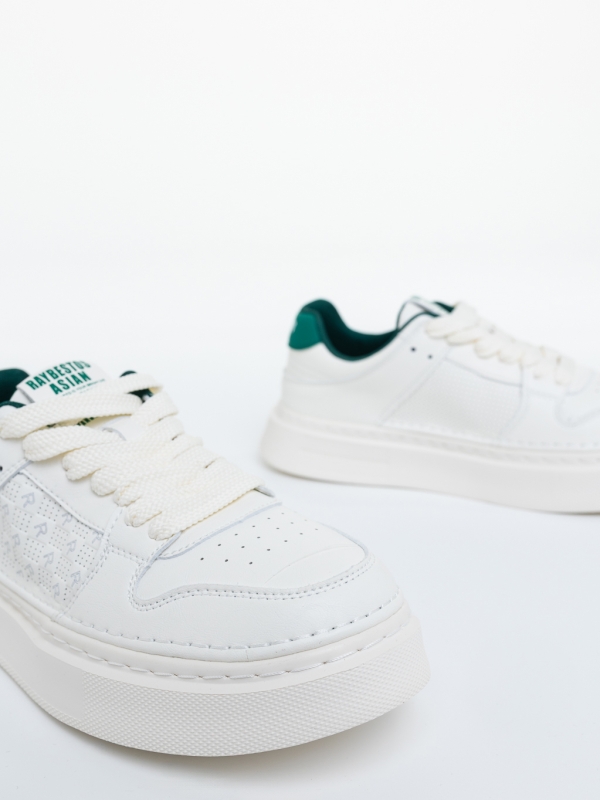 Pantofi sport barbati bej cu verde din piele ecologica Kreed, 4 - Kalapod.net