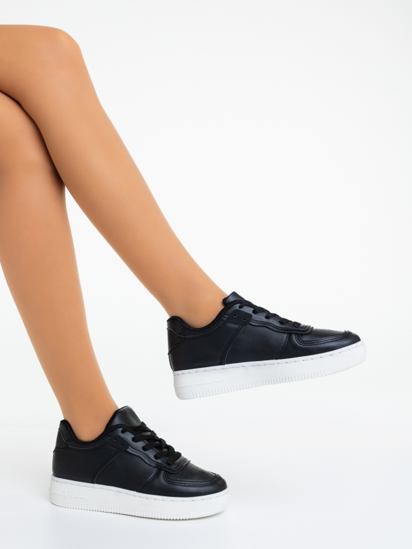 Pantofi sport dama negri cu alb din piele ecologica Calianna, 4 - Kalapod.net
