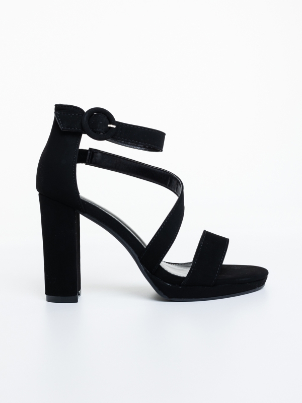 Sandale dama cu toc negre din material textil Oneta, 5 - Kalapod.net