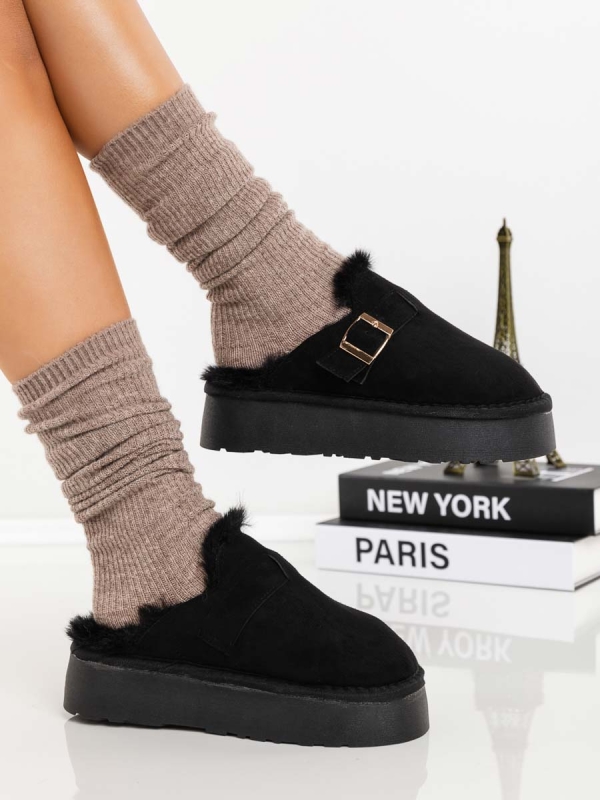 Papuci dama negri din material textil Emerya, 3 - Kalapod.net