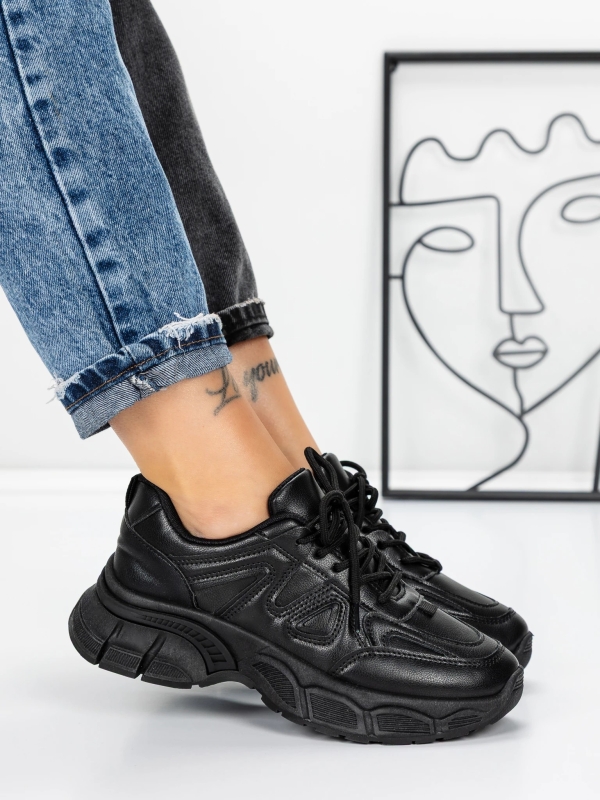 Pantofi sport dama negri din piele ecologica Karisa - Kalapod.net