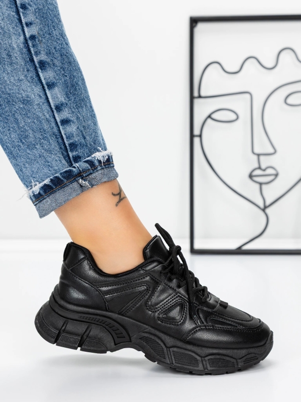 Pantofi sport dama negri din piele ecologica Karisa, 3 - Kalapod.net