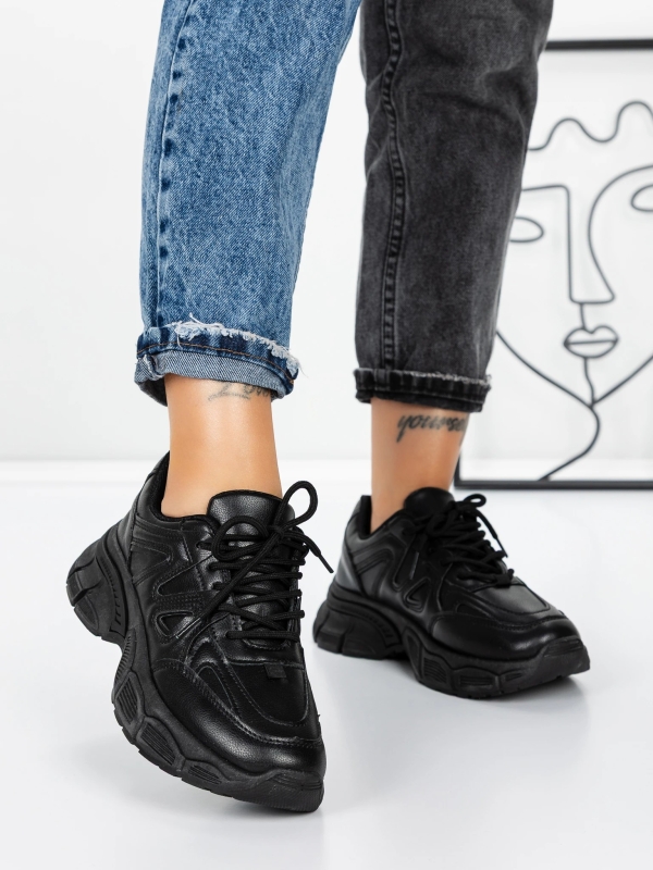 Pantofi sport dama negri din piele ecologica Karisa, 4 - Kalapod.net