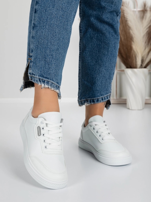Pantofi sport dama albi cu gri din piele ecologica Madeva, 3 - Kalapod.net