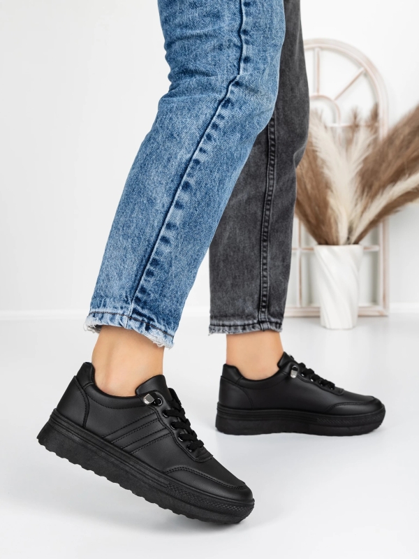 Pantofi sport dama negri din piele ecologica Fativa, 3 - Kalapod.net