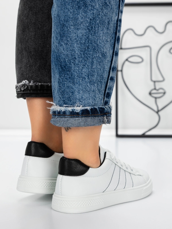 Pantofi sport dama albi cu negru din piele ecologica Fatinza, 5 - Kalapod.net