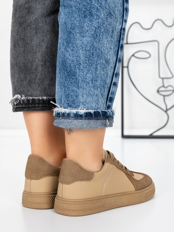 Pantofi sport dama bej inchis din piele ecologica Veida, 5 - Kalapod.net