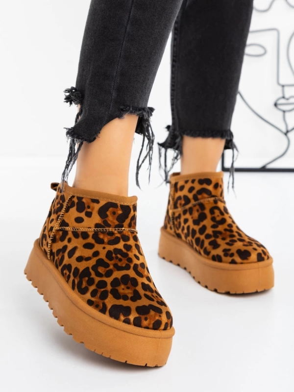 Ghete dama leopard din material textil Rosaza - Kalapod.net