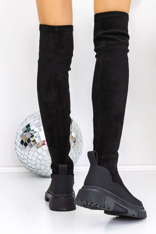 Cizme dama cu toc negre din material textil Olona, 5 - Kalapod.net